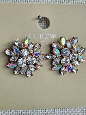 NWT J.Crew Crystal Floral Earrings